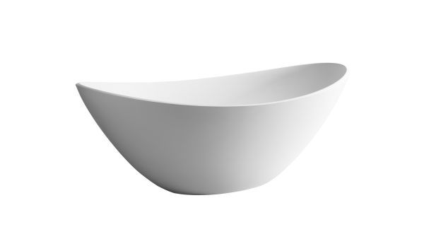 Collection Laurie, baignoire ilot et vasque qui porte prend la forme d'une feuille modelée