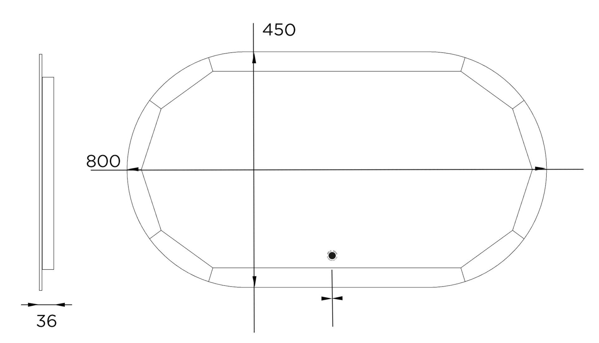 Schéma miroir bords biseautés 80 cm