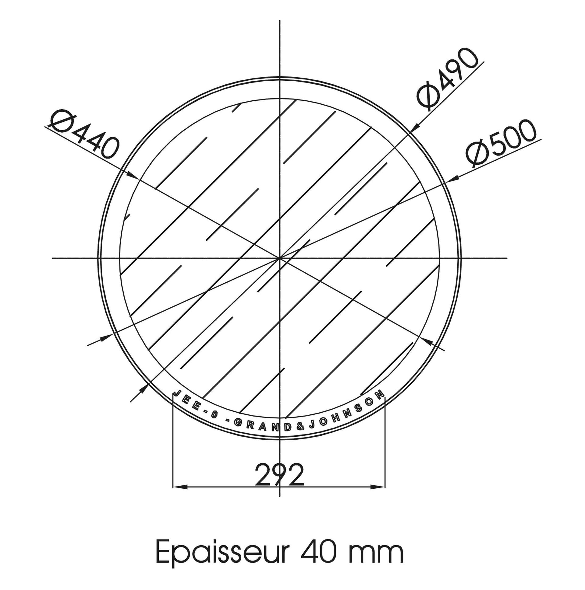Schéma miroir acier néo-rétro diamètre 50 cm
