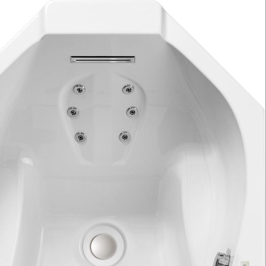 Baignoire balnéo octogonale 170x85 : assise anatomique allongée, à poser en angle ou contre un mur. Véritable spa d’intérieur