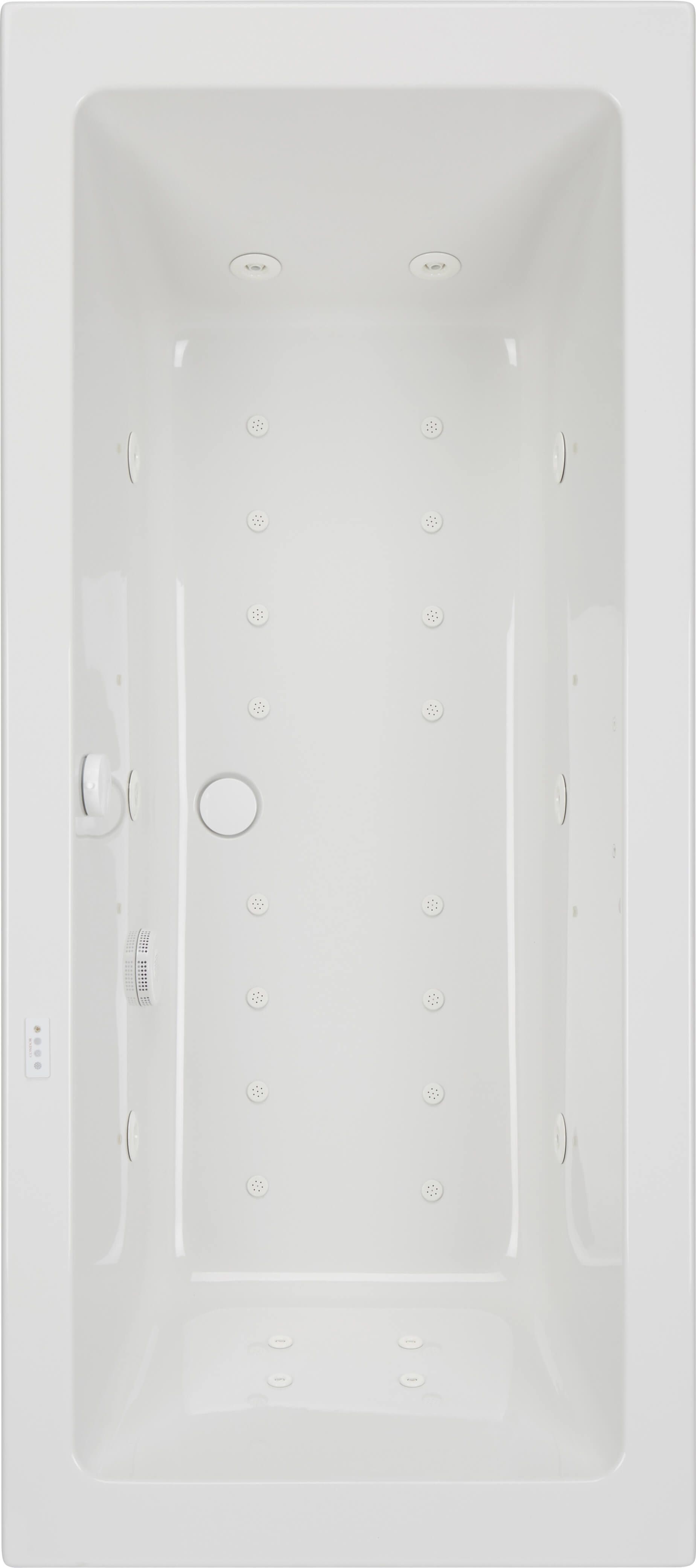 Système balnéo mixte ultra discret : qualité exceptionnelle avec pièces en laiton massif teintées blanc.