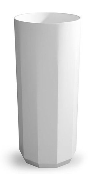 Lavabo totem en résine solid surface à pans coupés