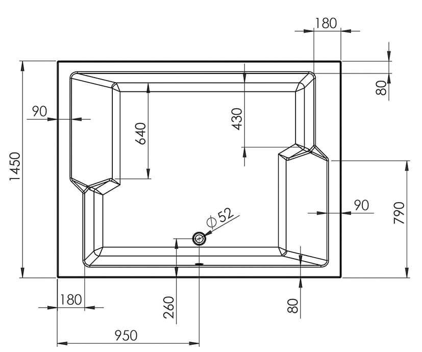Schéma Baignoire Biscarosse 1900X1450X515