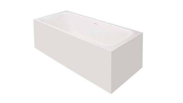Baignoire rectangulaire en resine minerale solid surface. Tabliers avec joints invisibles au choix