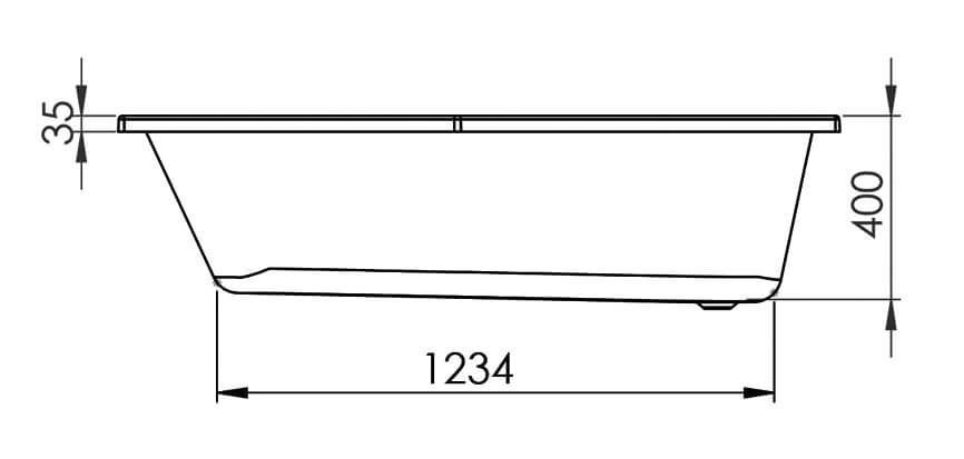Vue de coupe de la baignoire Saka 160X70