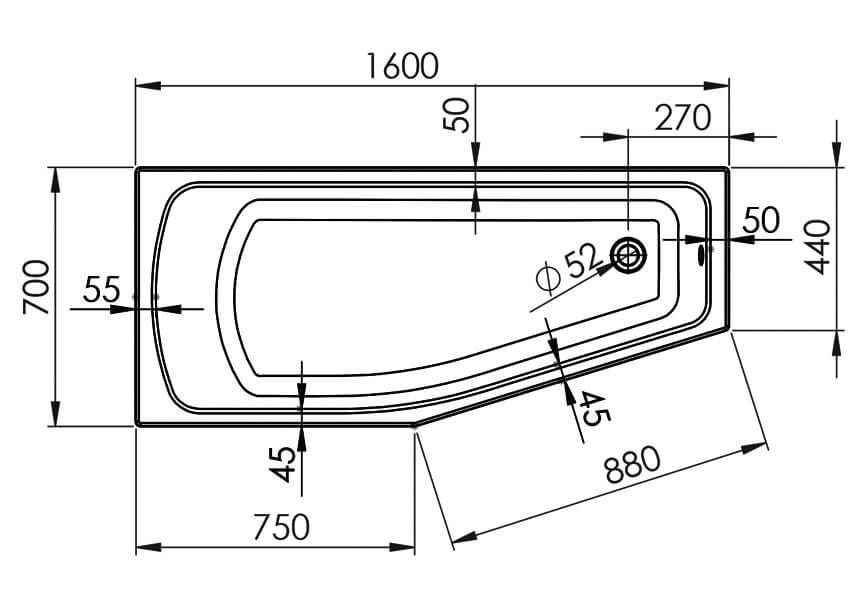 Schéma coté qui montre l'espace intérieur