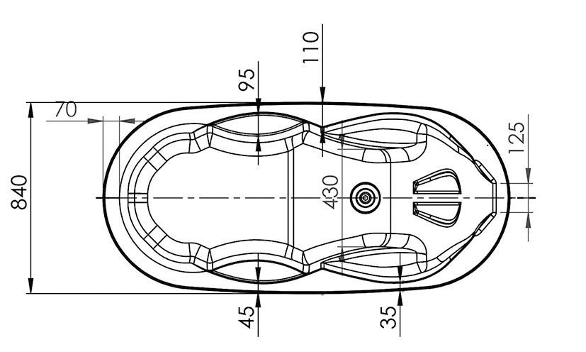 Schéma Baignoire Soko vue de dessus