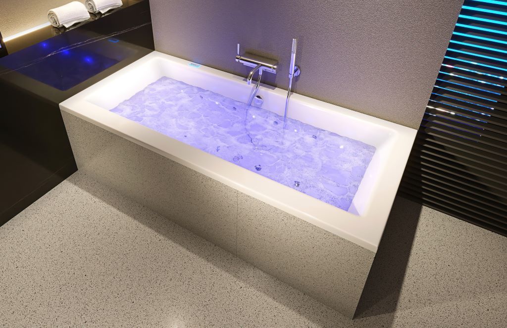 Grande collection de baignoires balnéo rectangulaires à poser, encastrer ou sous plan, à équiper selon vos envies.