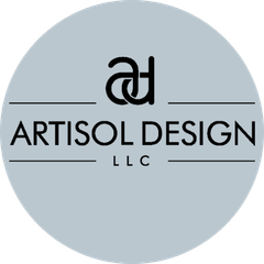 The logo for artisol design llc is in a circle on a white background.