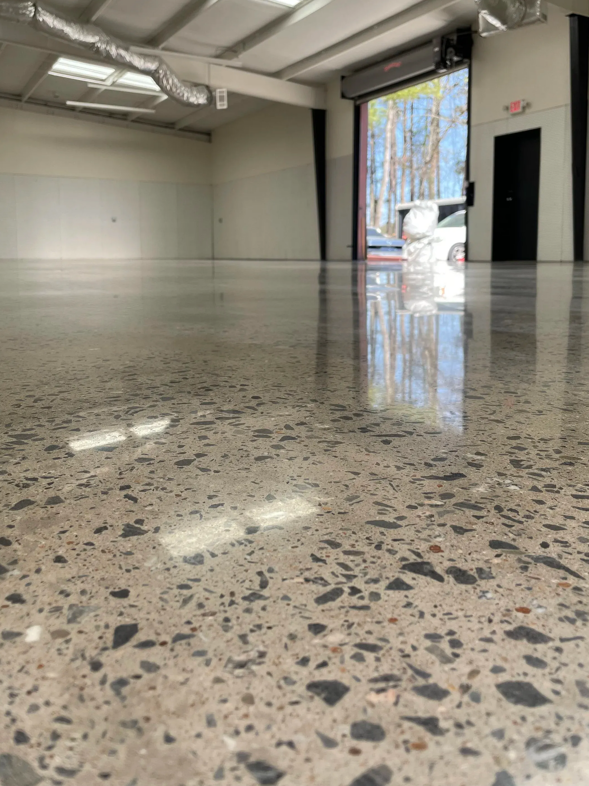 grind and sealed concrete floor shining
