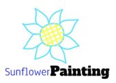 Logo: Blue sunflower with a yellow center, with the words "Sunflower Painting" below.