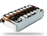 Silver rectangular EV battery pack with wiring and connectors. | Torque European Car Care