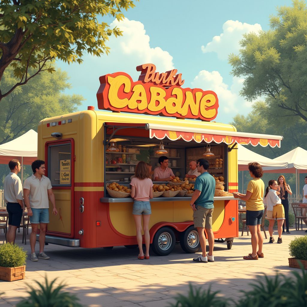 Yellow food truck with 