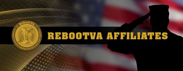 A Logo For Rebootva Affiliates With A Silhouette Of A Soldier Saluting - Nationwide - RebootVA Systems