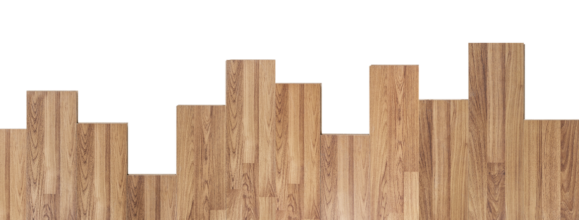 Wooden flooring laid out in a staggered, step-like pattern against a white background.