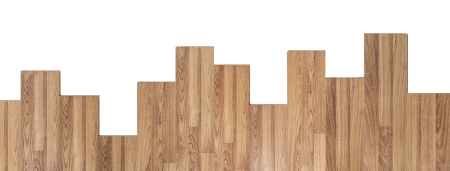 Wooden flooring laid out in a staggered, step-like pattern against a white background.