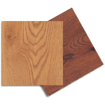 Two square wood tiles: light brown and reddish-brown, with wood grain detail.