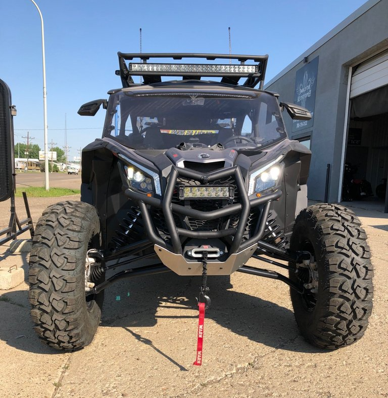 close up of custom black 2019 4-door maverick outdoors