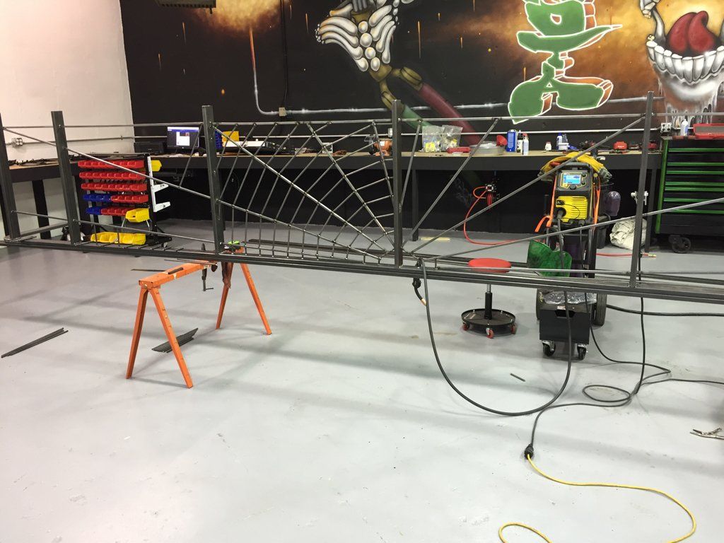 custom railing suspended in work space