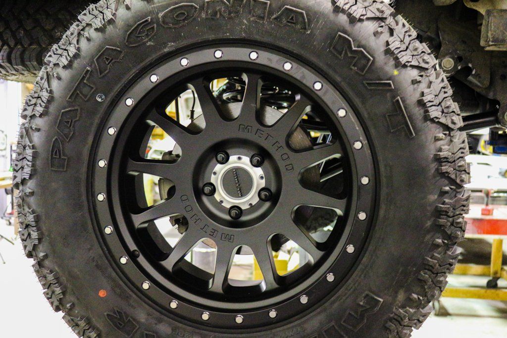 close up of jeep wheel