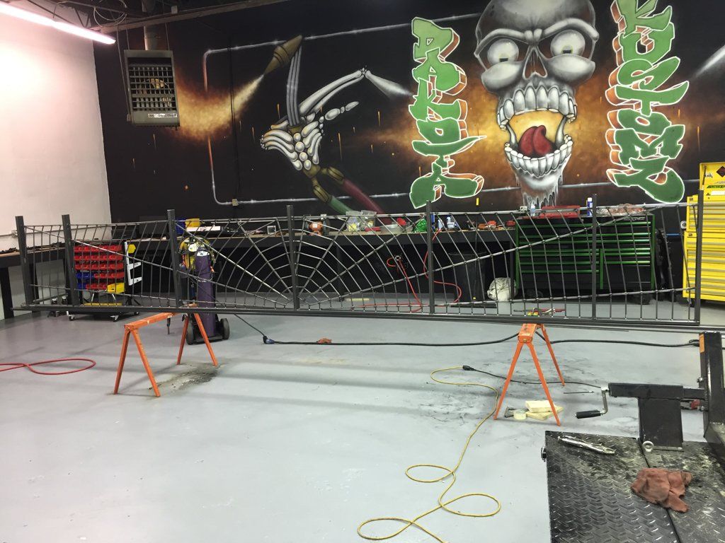 custom railing suspended in work space