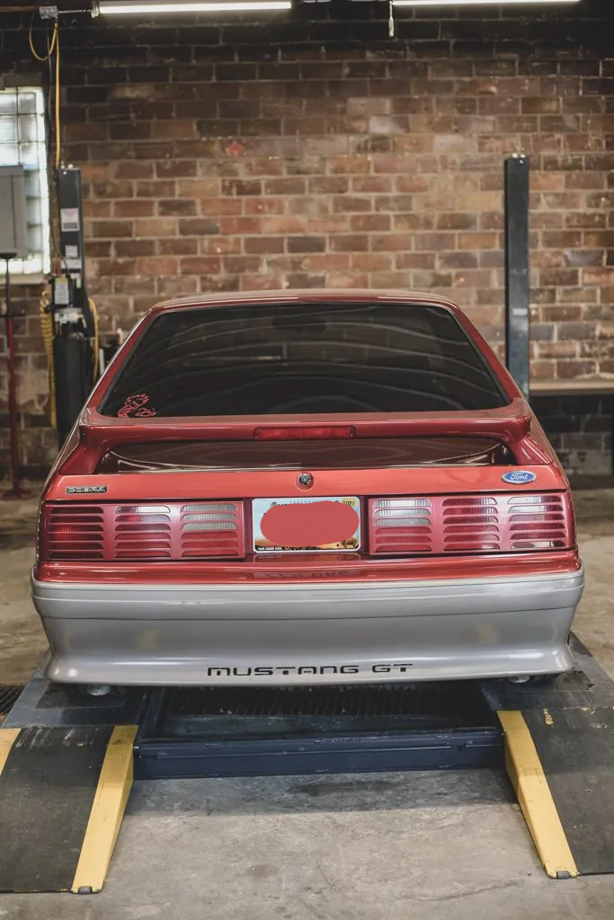 rear view of car on service bay