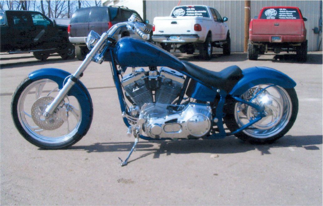 custom 2003 black and chrome motorcycle chopper kraftech softtail