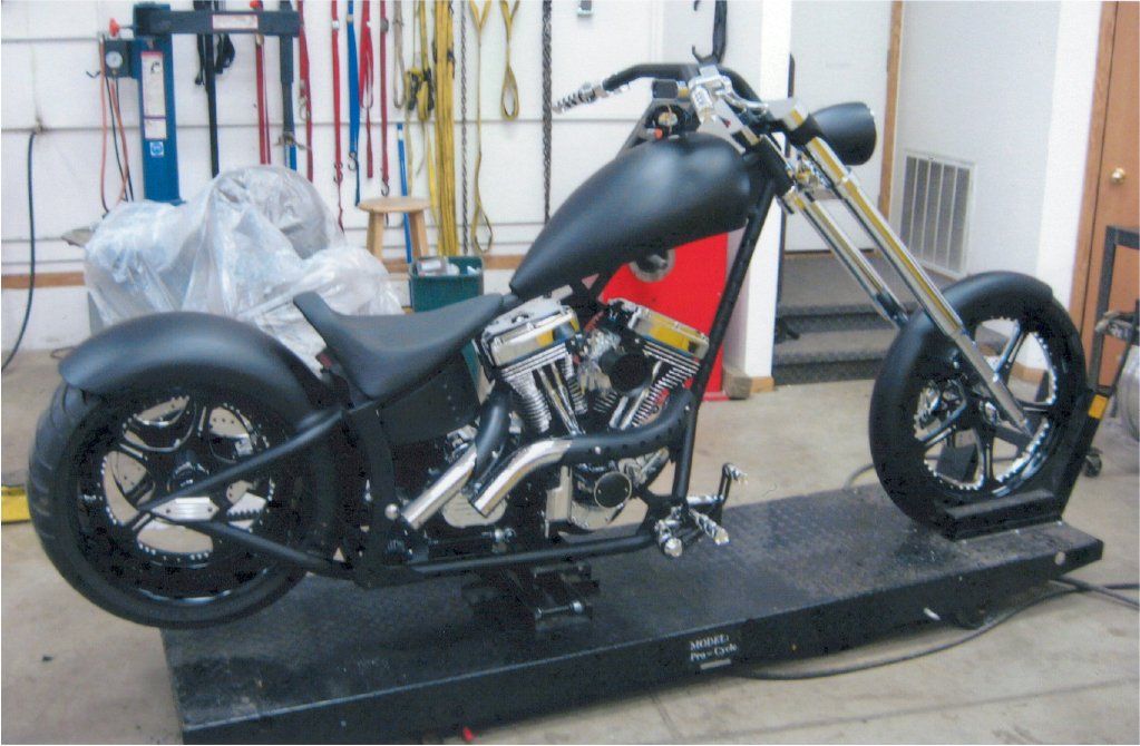 side view of chopper on workbench