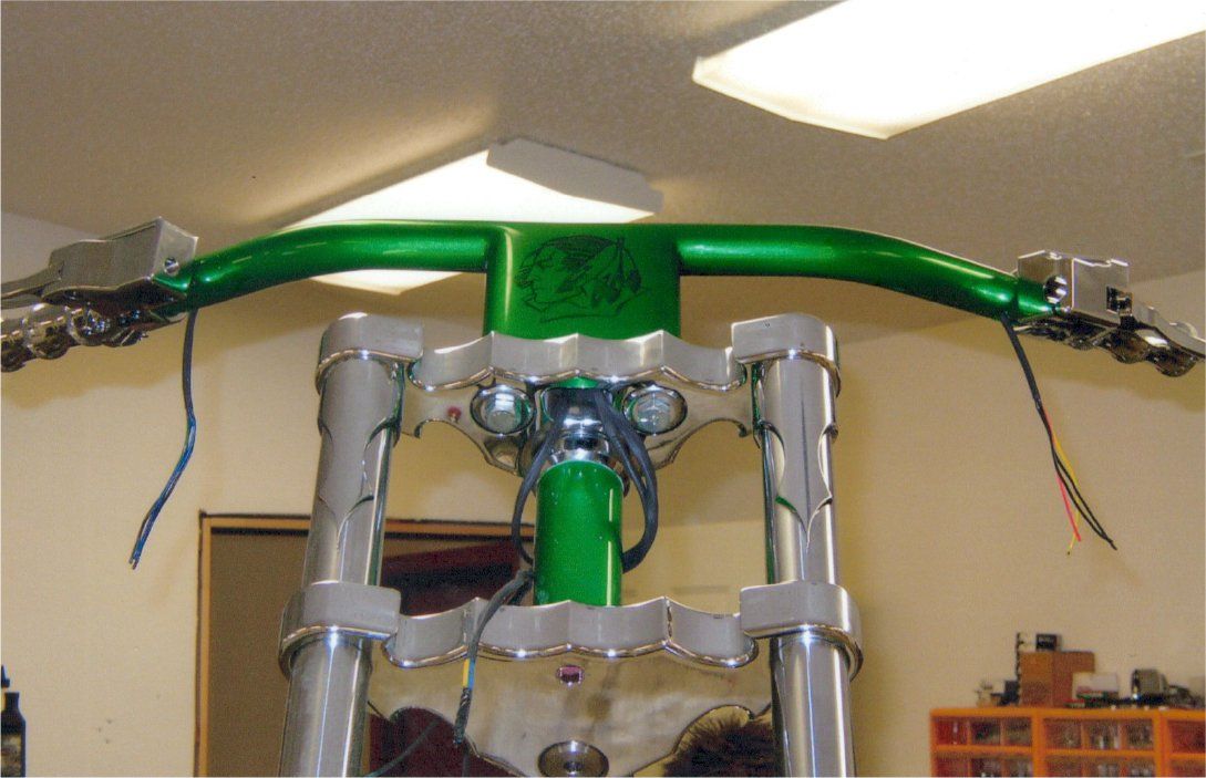 customized green chopper handle bars