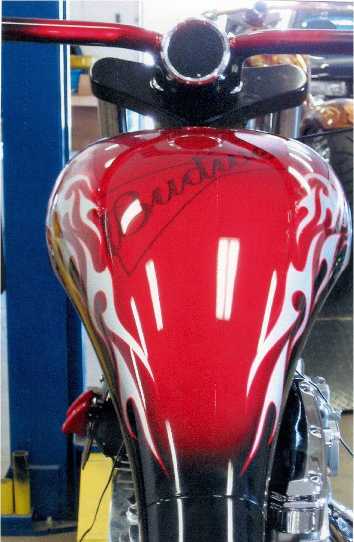 rider view of fuel tank on bike