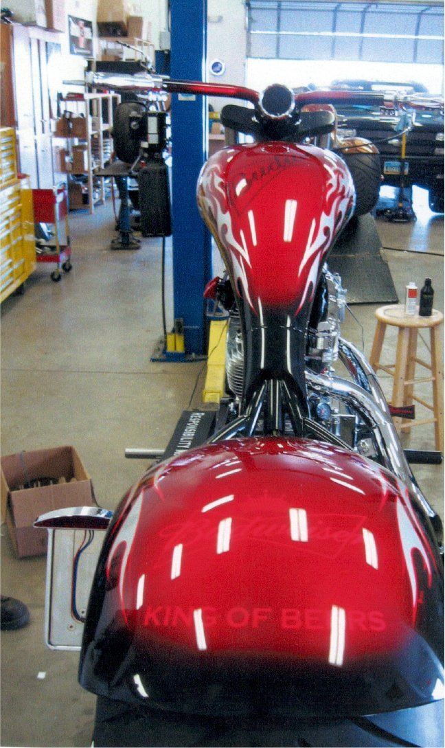 rider side view of chopper