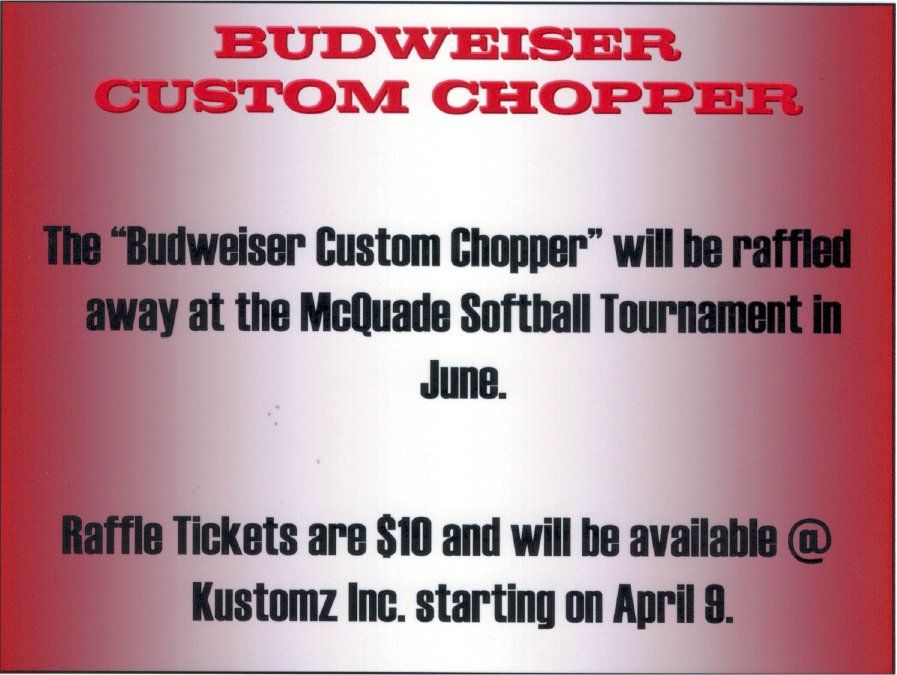budweiser raffle information card