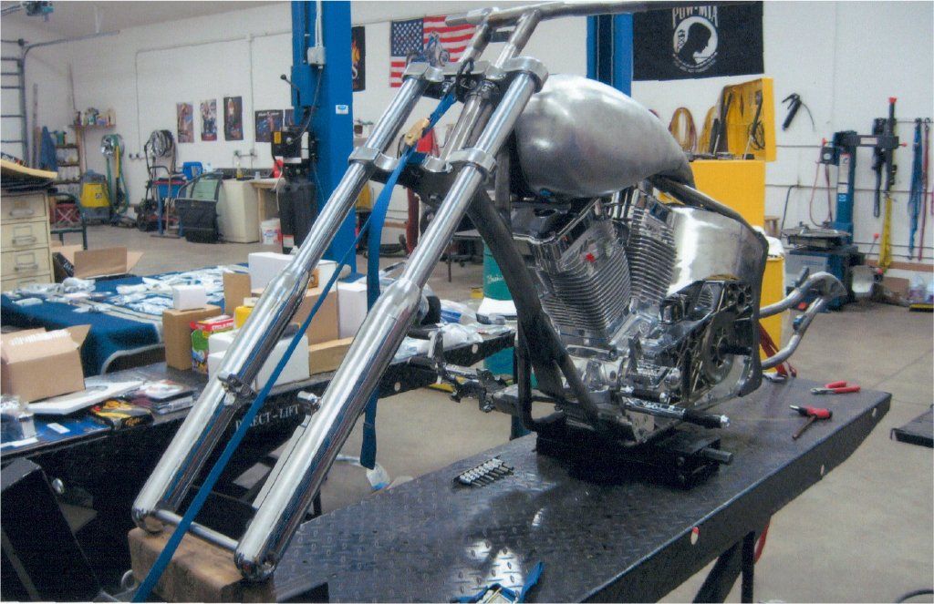 front view of chopper on workbench