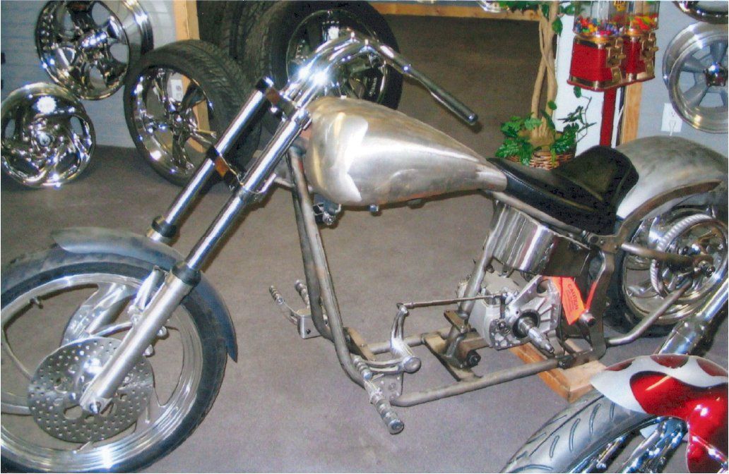 left side view of chopper before customization