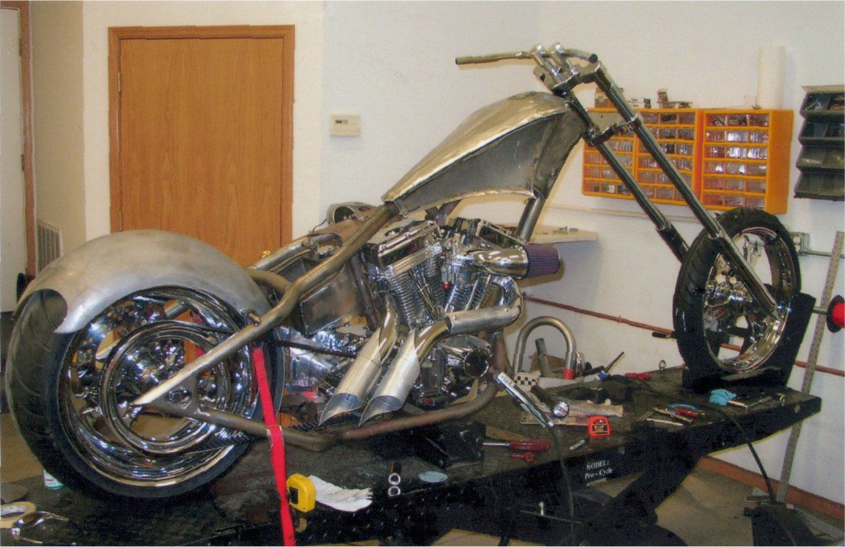 right side view of chopper before customization