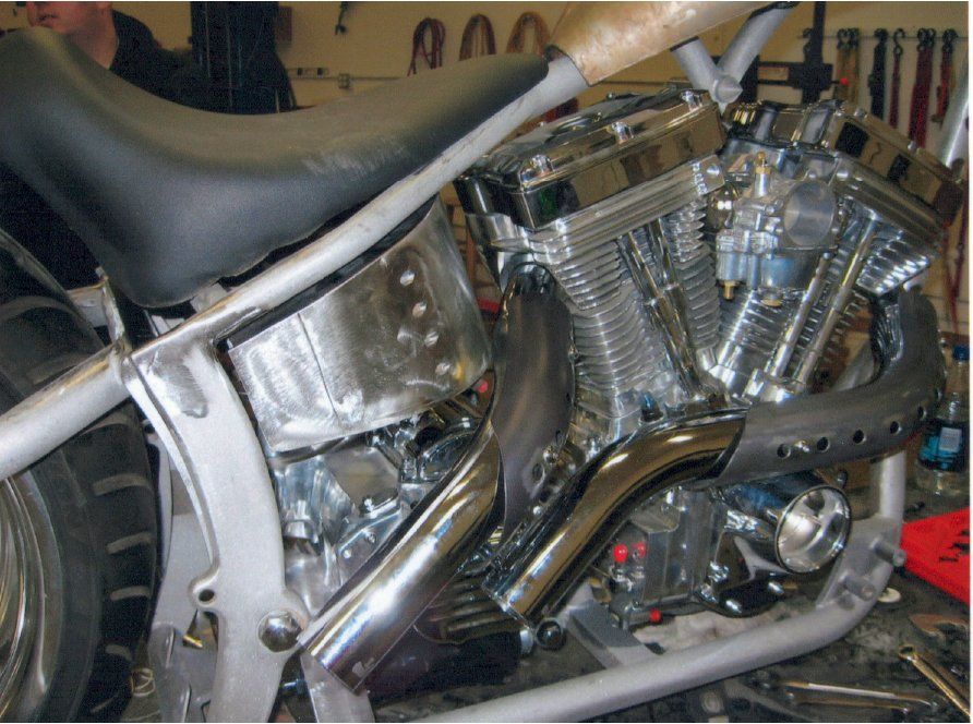 close up of engine on chopper