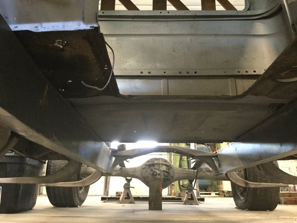 low under side view of truck parts
