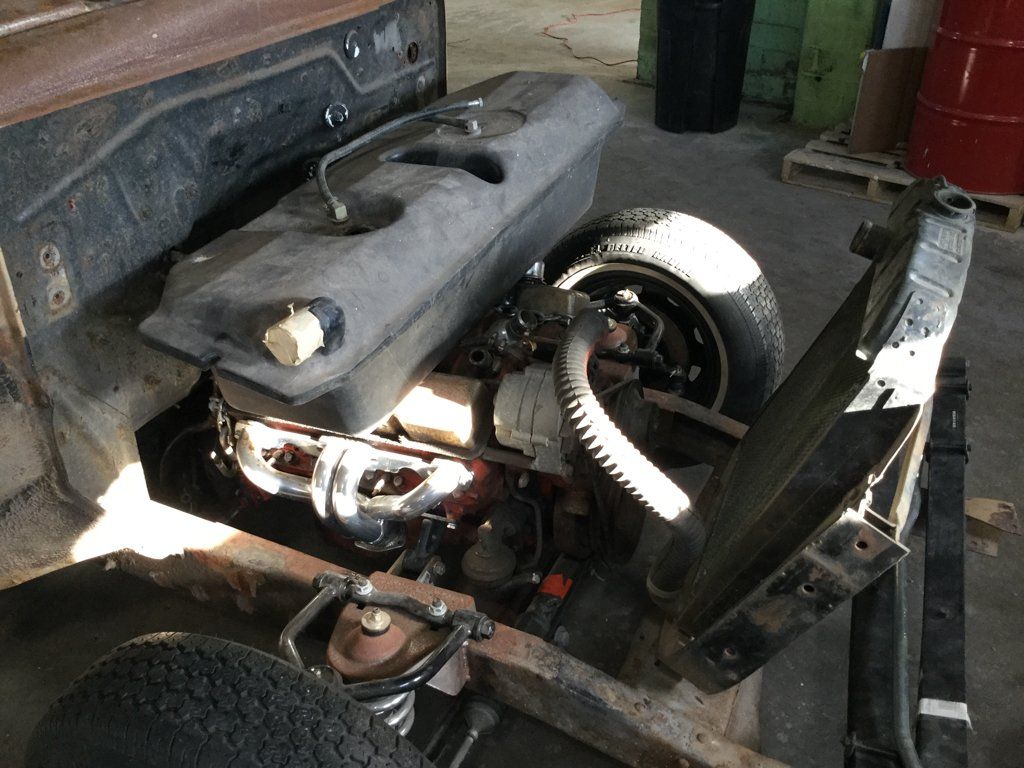 view of car engine installed in truck