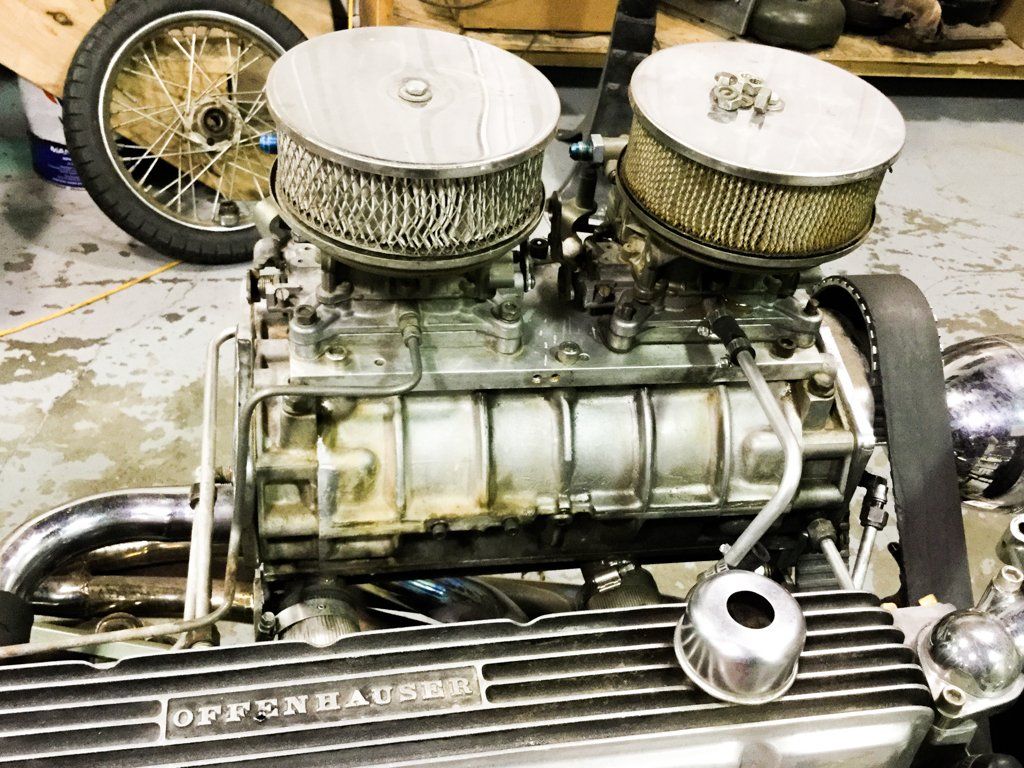 side view of engine and air filters