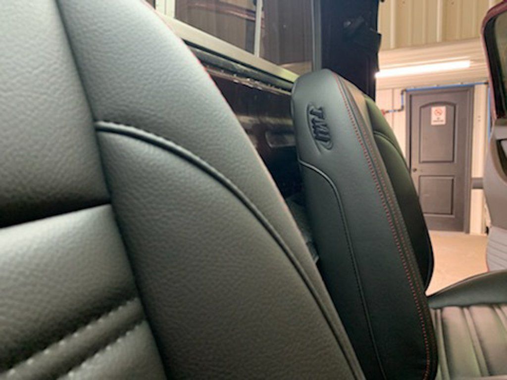 close up of vinyl on front seats