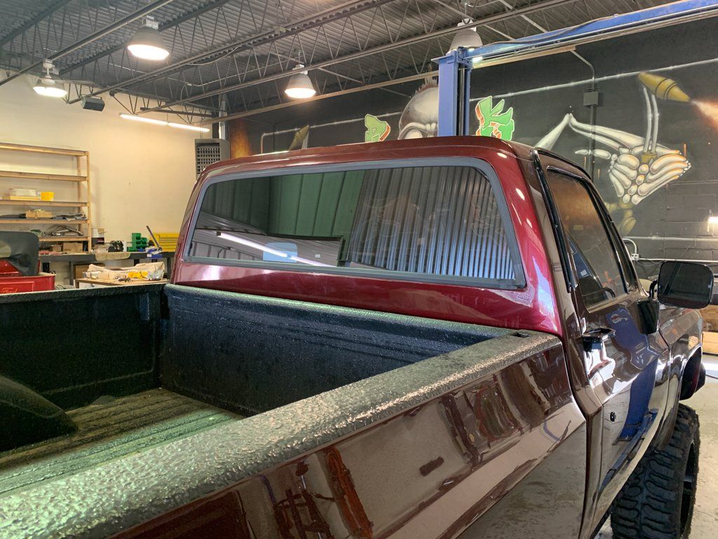 view of rear truck windshield