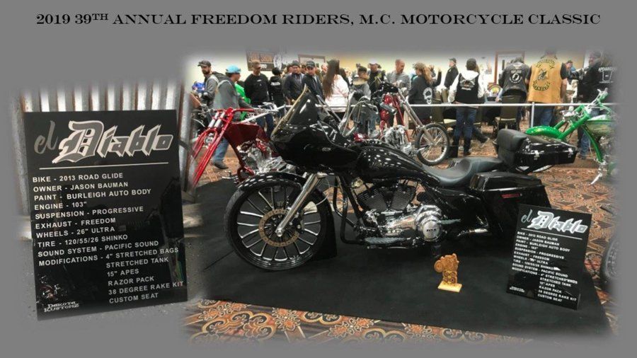 information card for black custom chopper