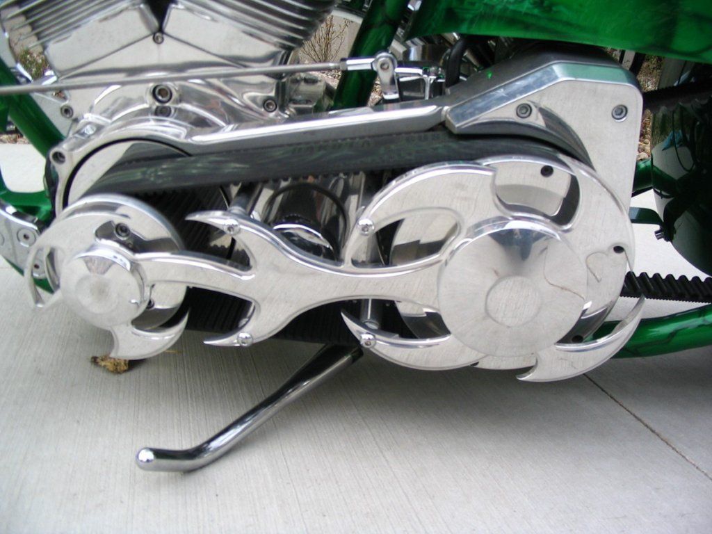 chrome flames on chopper kickstand