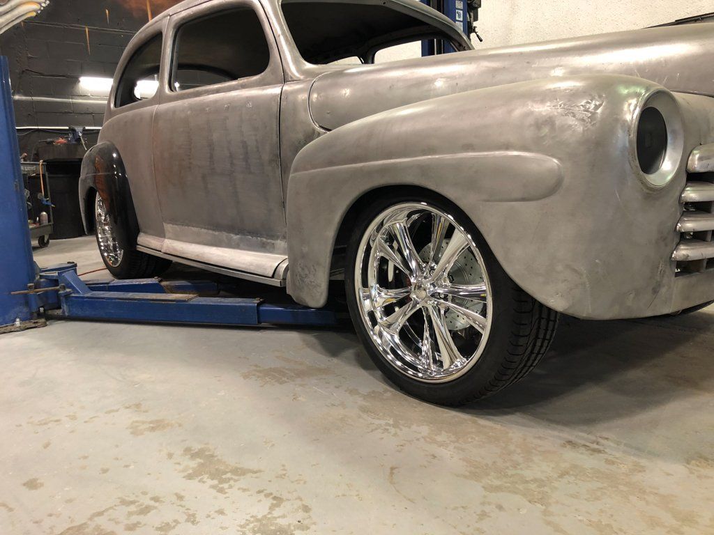 low view of new tire rims