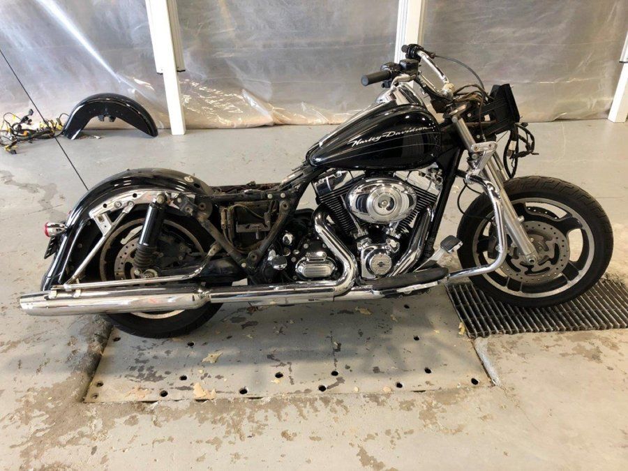 right side view of customized black chopper