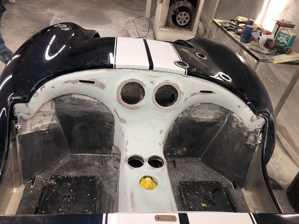 central console stripped of paint and completely white