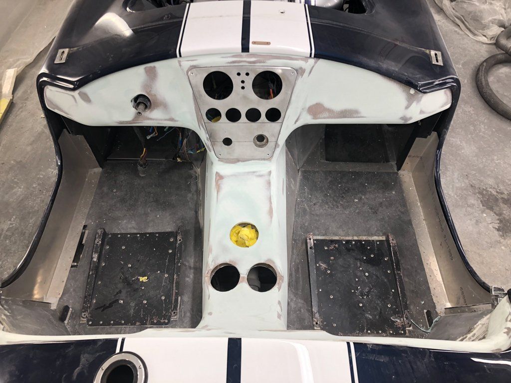 central console stripped of paint and completely white