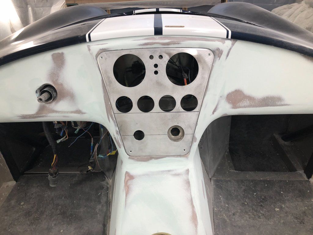 central console stripped of paint and completely white