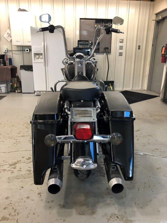 rear view of customized black chopper