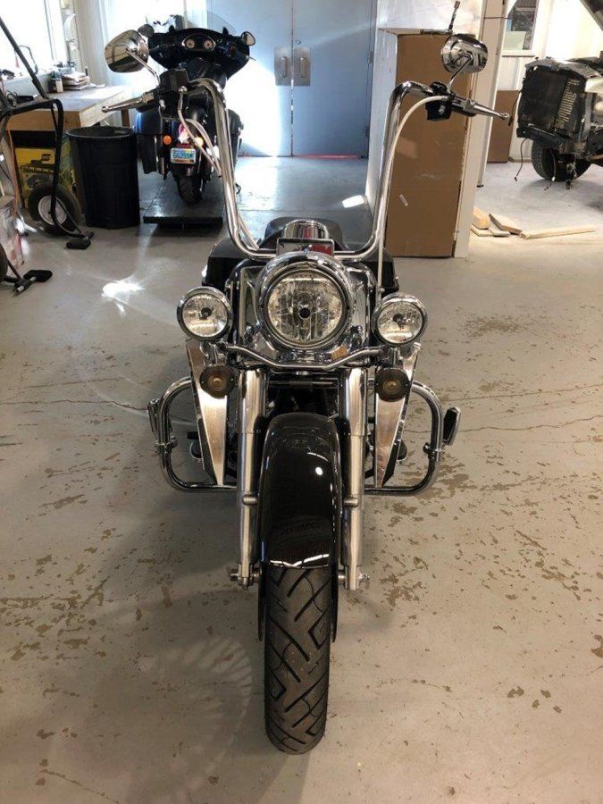 front view of customized black chopper